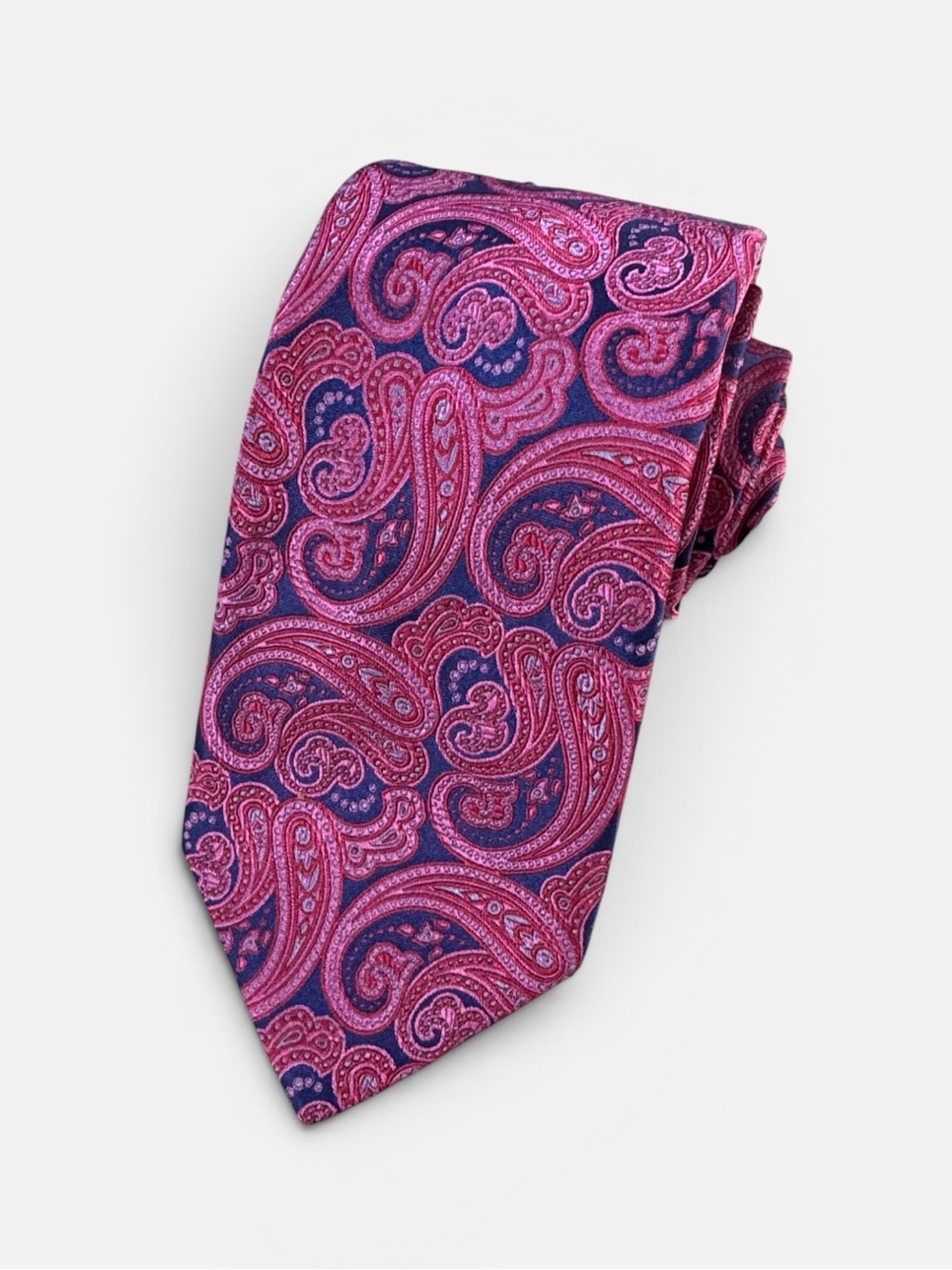 Ted Baker mens pink purple paisley 100% silk neck tie EUC